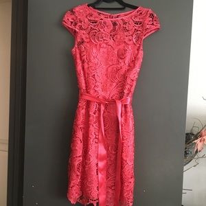 Adrianna Papell Lace Sheath Dress Pink